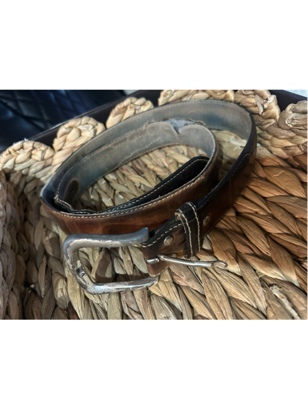 Men's Unbranded Brown Leather Belt Size 38